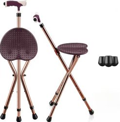 Folding Walking Cane with Built-In Seat